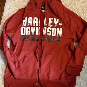 Harley-Davidson Rust Red Full-Zip Hoodie with White Logo
